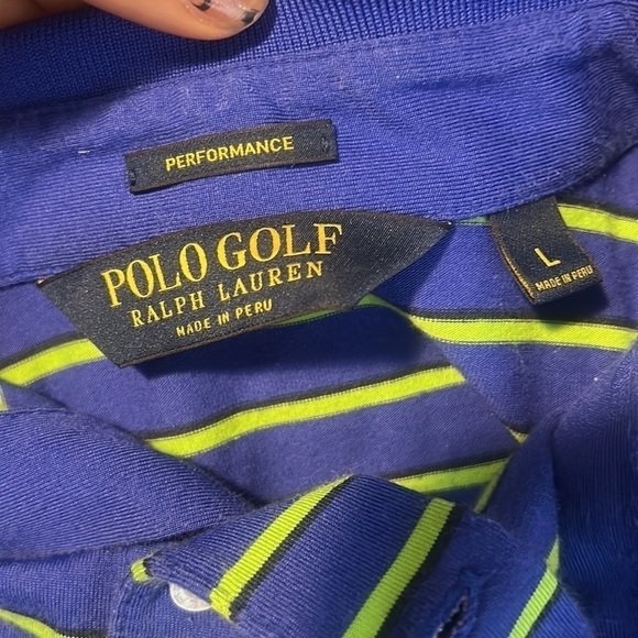 Polo Ralph Lauren Golf Blue Green Stripe L Performance - Picture 4 of 5